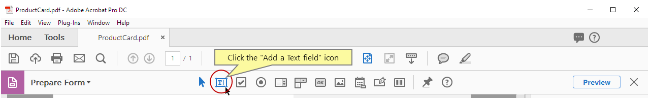 Click Add a Text field icon